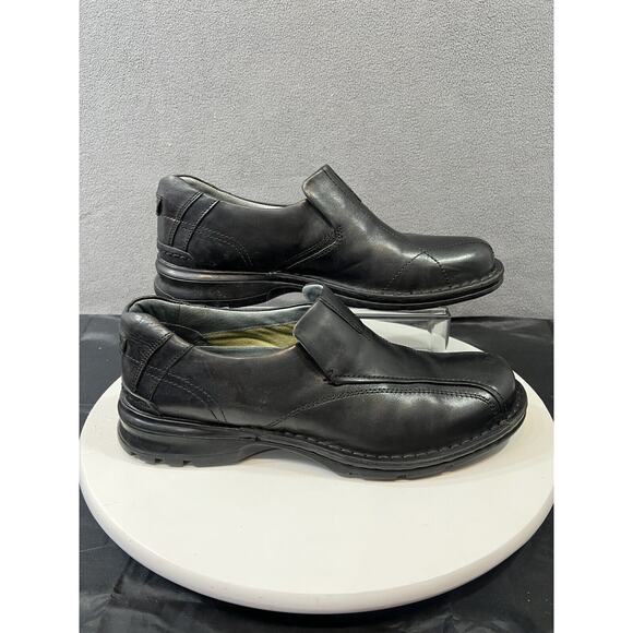 Clarks Escalade Step Leather Loafer Comfort Shoes Casual Slip On Black Men SZ 10 - Picture 1 of 16